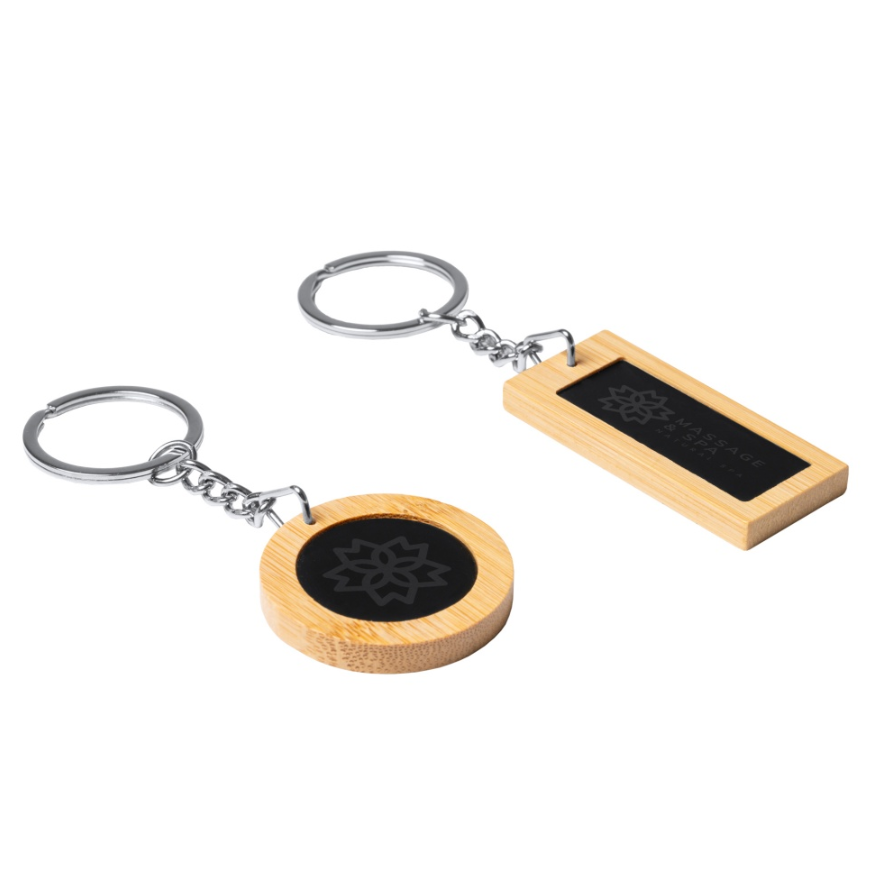 Bamboo and Metal Keychain for Engraving